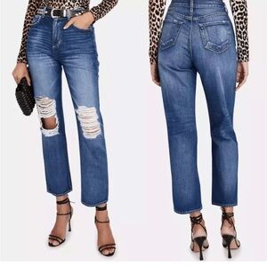 L’Agence High-Waisted Distressed Blue Jeans